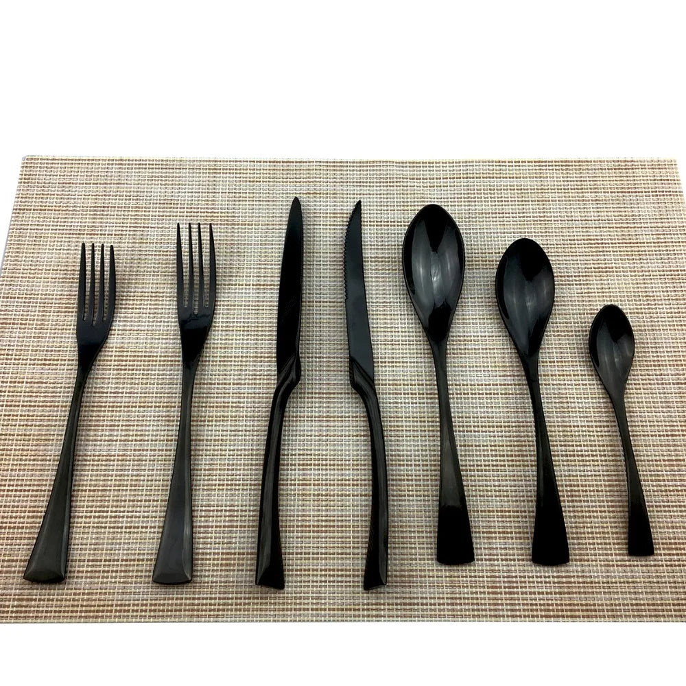 Black Cutlery Set 18/10 Stainless Steel Tableware Sets