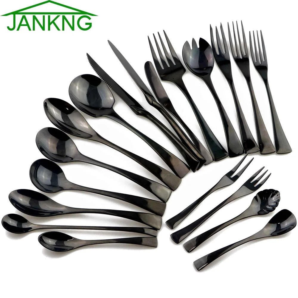 Black Cutlery Set 18/10 Stainless Steel Tableware Sets