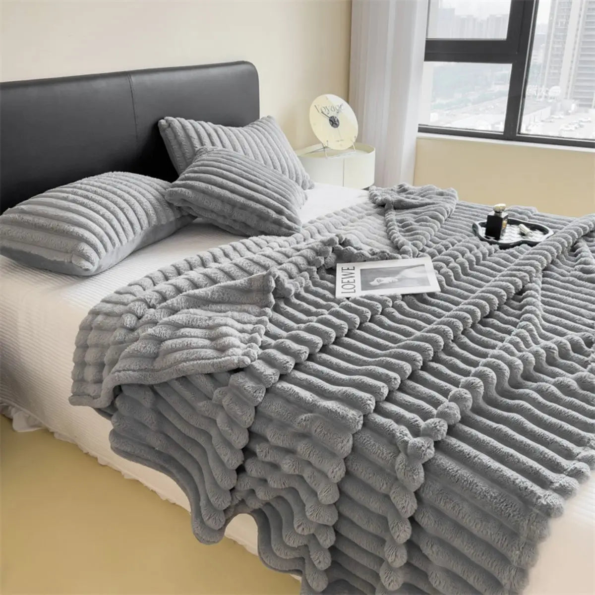 Wide striped multifunctional blanket