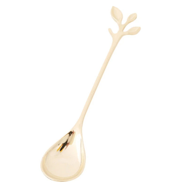 8pcs Stainless Steel Cherry Rose Flower Gold Scoop Coffee Spoon