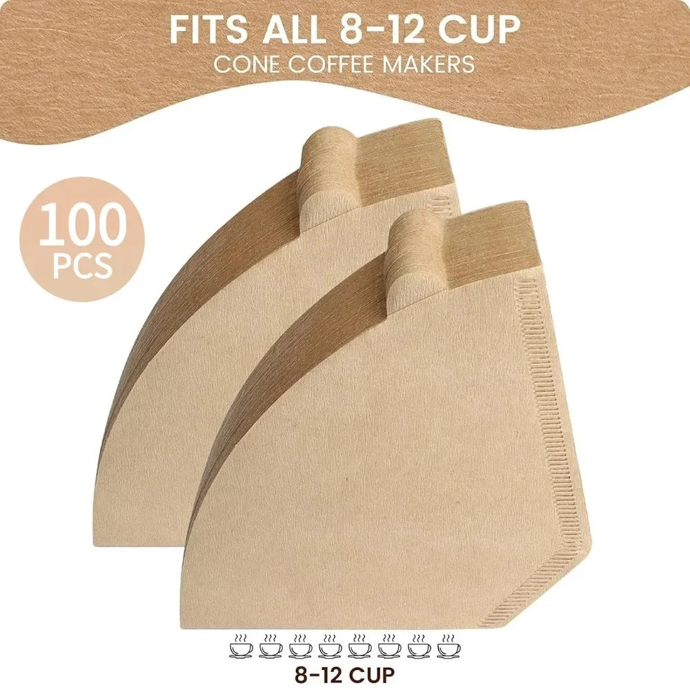 100 Pcs Cone Disposable Coffee Paper Filters for Coffee Maker