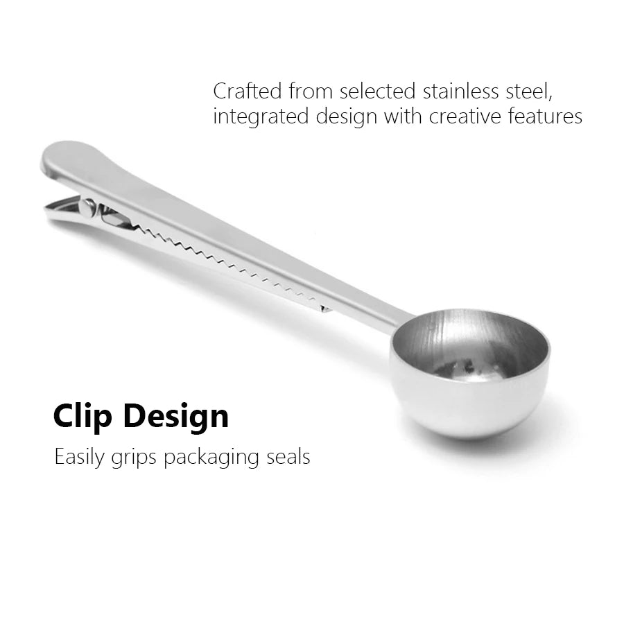 Stainless Steel Coffee Scoop with Clip