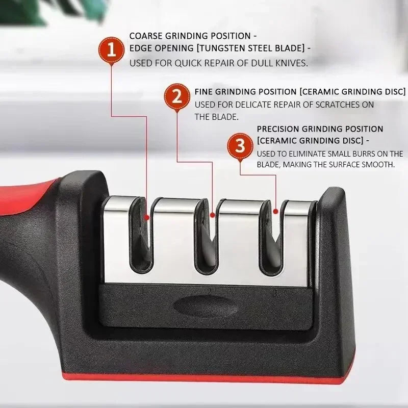 Stainless Steel Three-Purpose Sharpening Stone for Kitchen Tools