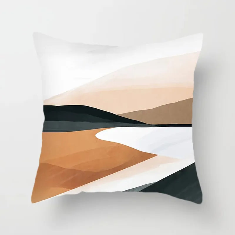 Black and White Brown Simple Landscape Pillowcase