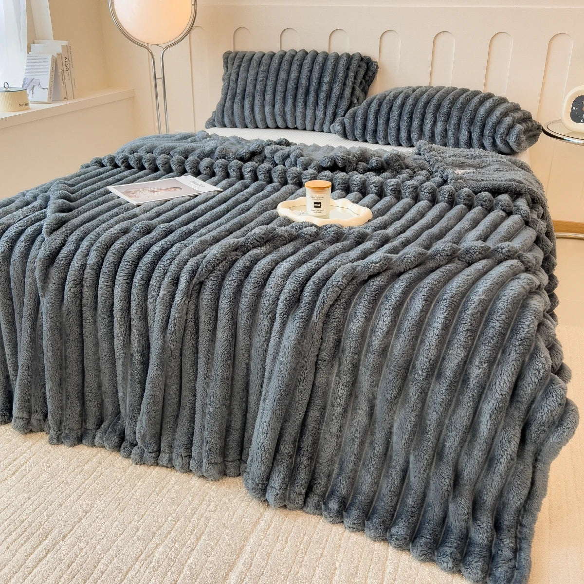 Wide striped multifunctional blanket