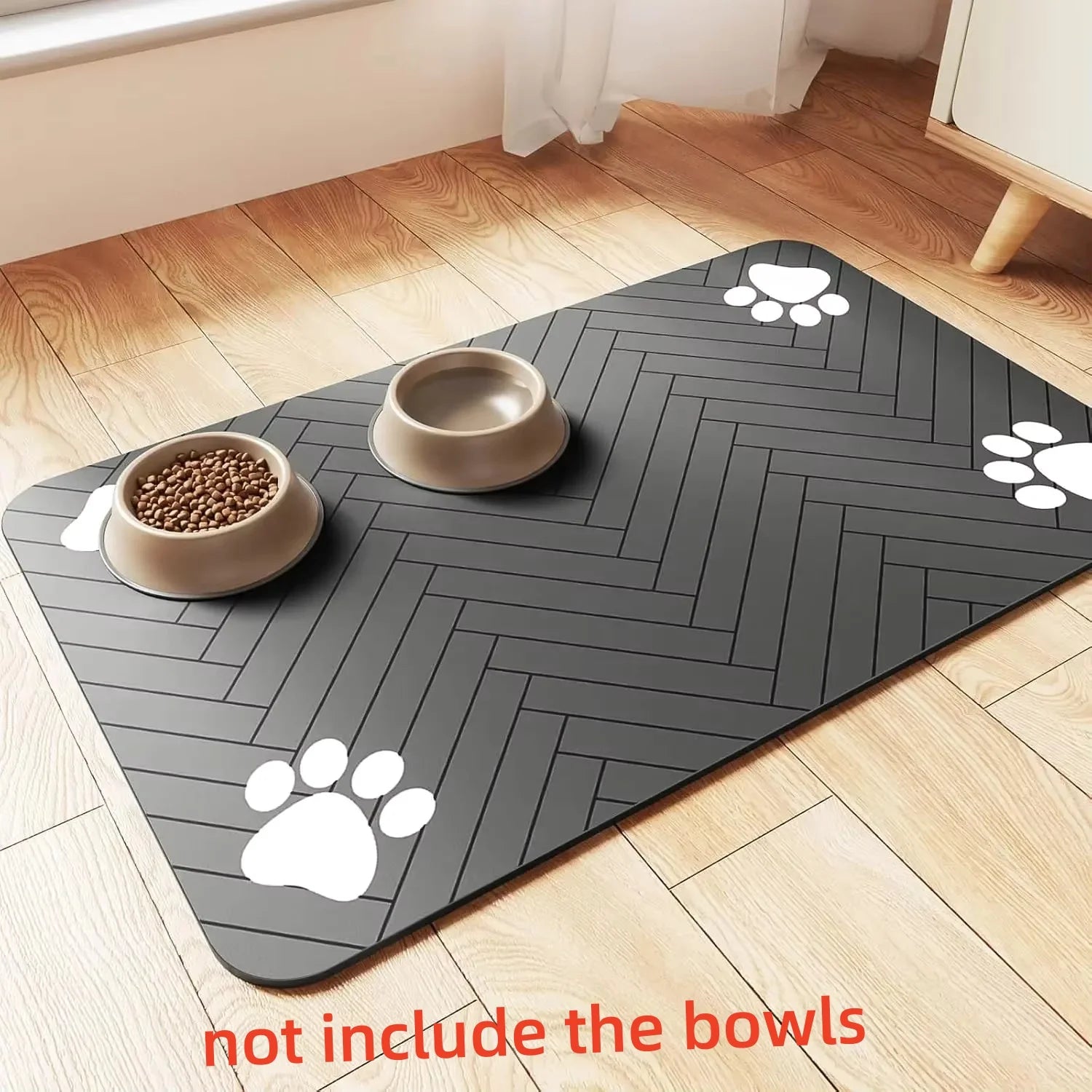 Waterproof Placemat for Pet Food & Water Bowls, Quick-Dry Rubber Backing