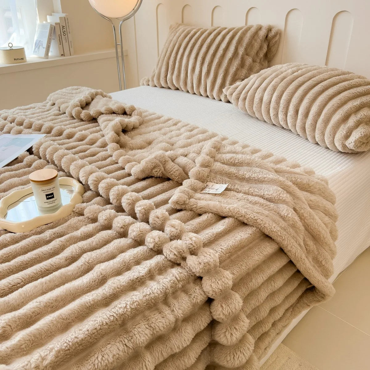 Wide striped multifunctional blanket