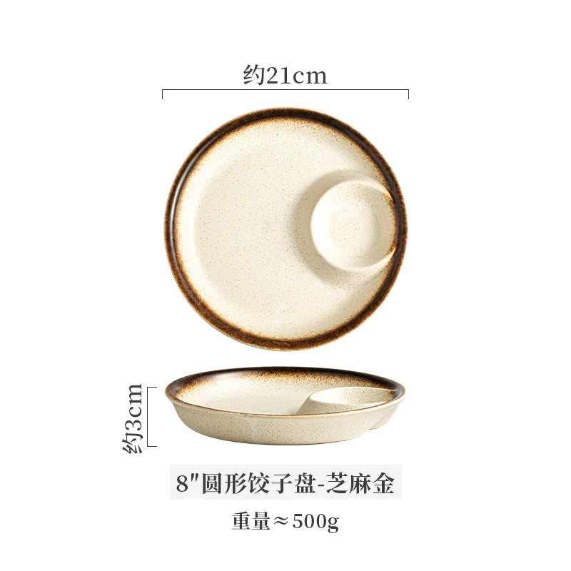 Dumplings Plate With Vinegar Plate