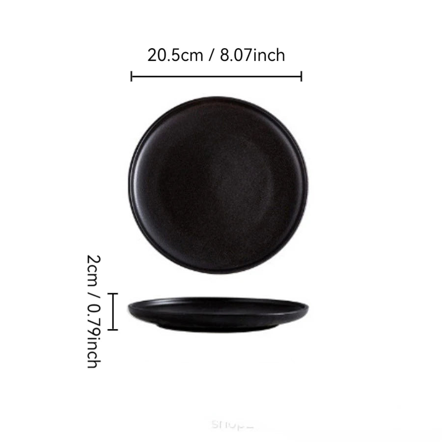 Ceramics Plate Set Home Black Plates Dishes