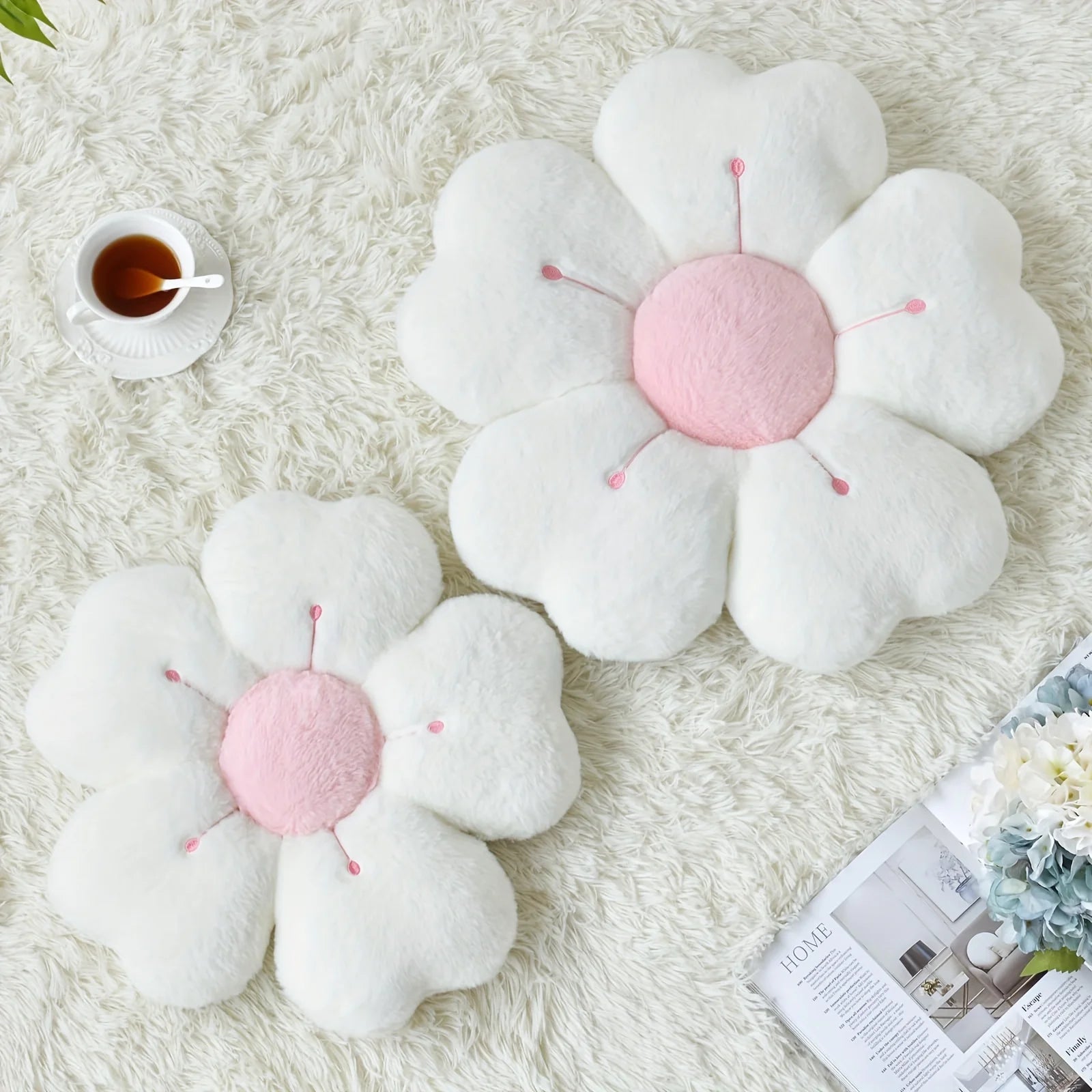 Soft Plush Daisy Flower Throw Pillow