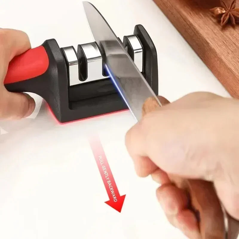 Stainless Steel Three-Purpose Sharpening Stone for Kitchen Tools