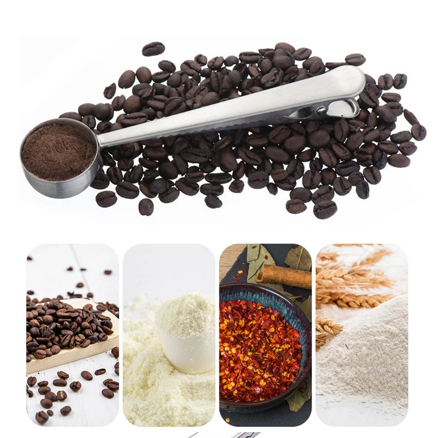 Stainless Steel Coffee Scoop with Clip