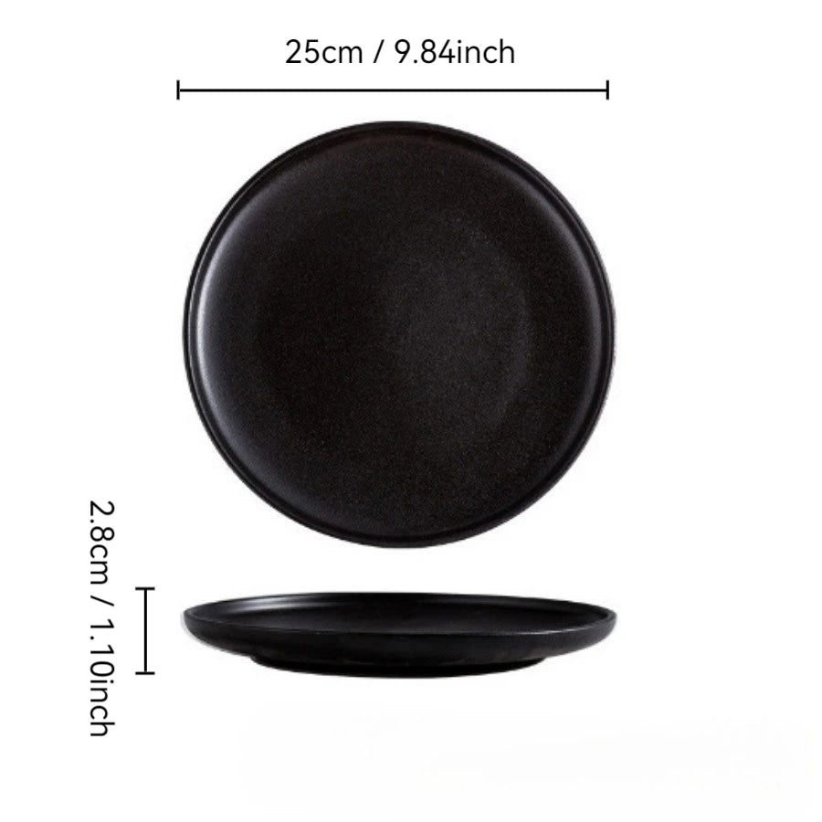 Ceramics Plate Set Home Black Plates Dishes