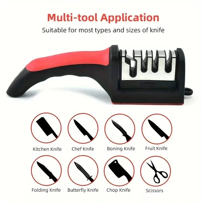 Stainless Steel Three-Purpose Sharpening Stone for Kitchen Tools
