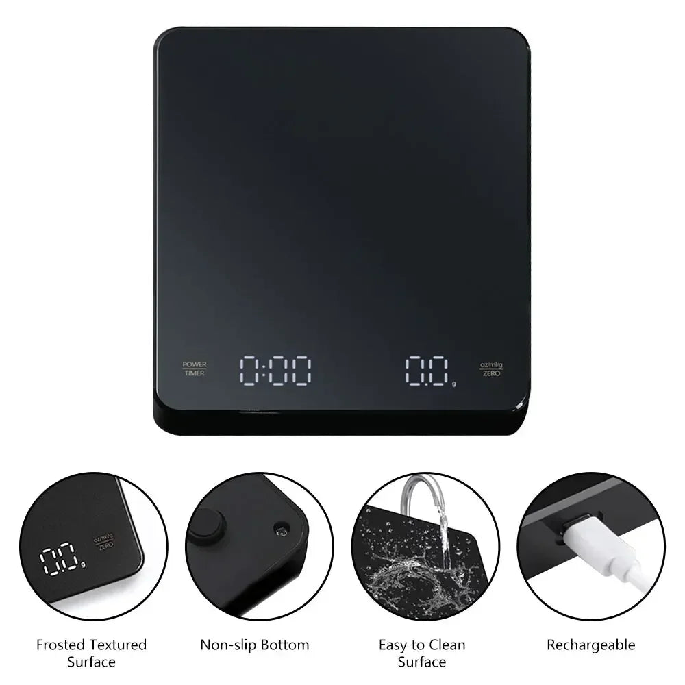 Digital Rechargable Coffee Scale with Timer