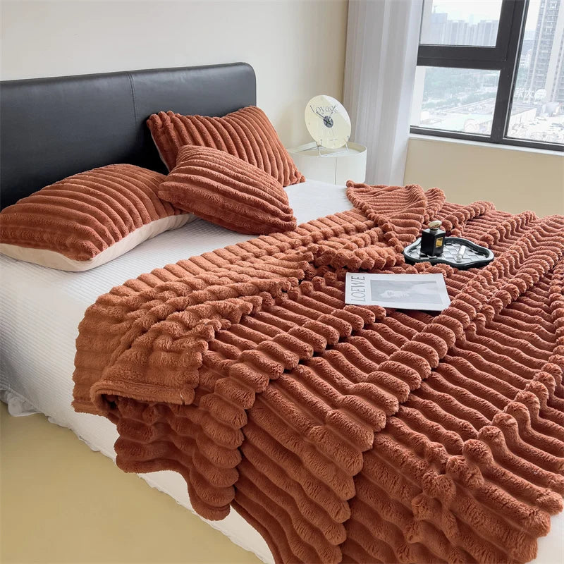 Wide striped multifunctional blanket