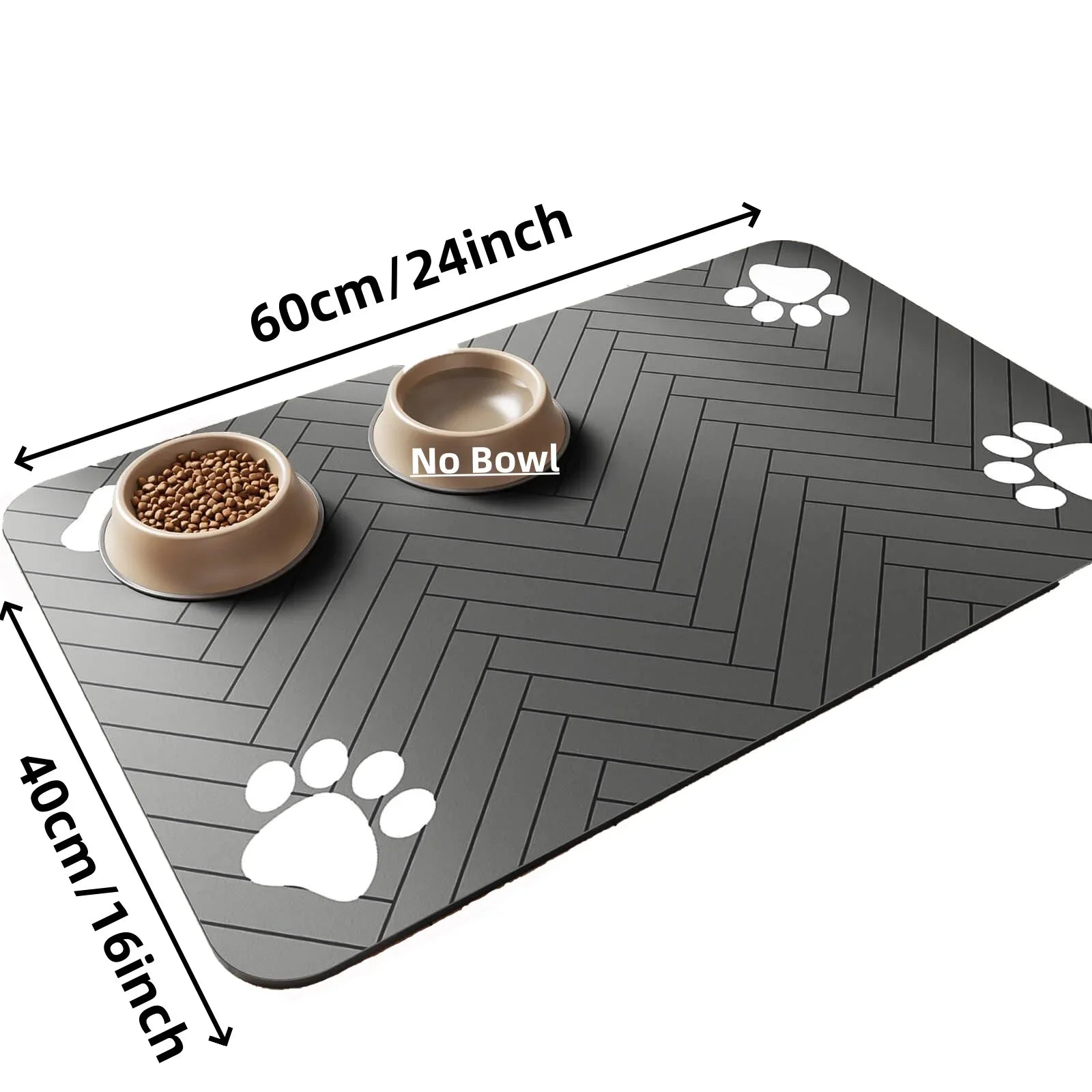 Waterproof Placemat for Pet Food & Water Bowls, Quick-Dry Rubber Backing