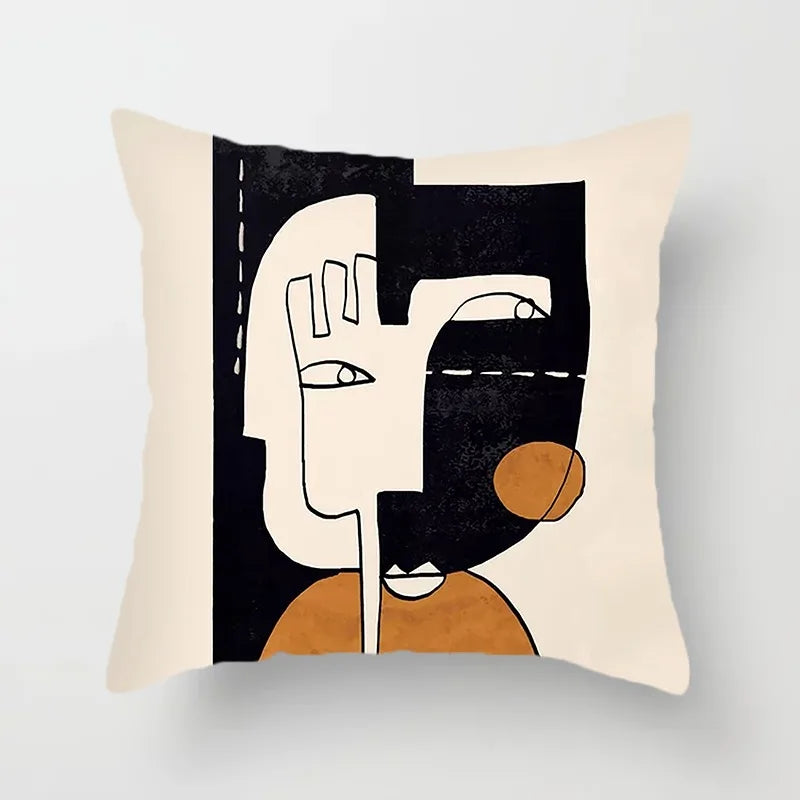 Black and White Brown Simple Landscape Pillowcase