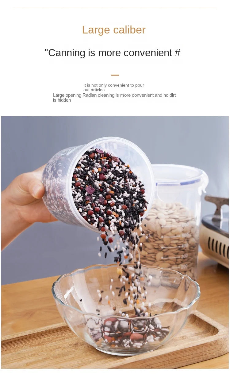 4Pcs Sealed Storage Box Transparent Kitchen Food Grain