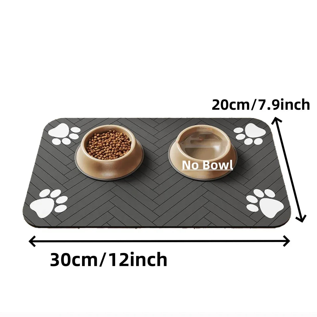 Waterproof Placemat for Pet Food & Water Bowls, Quick-Dry Rubber Backing