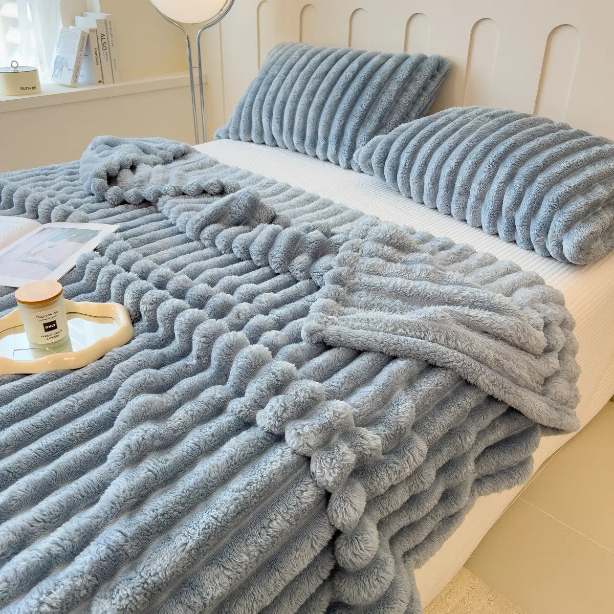 Wide striped multifunctional blanket
