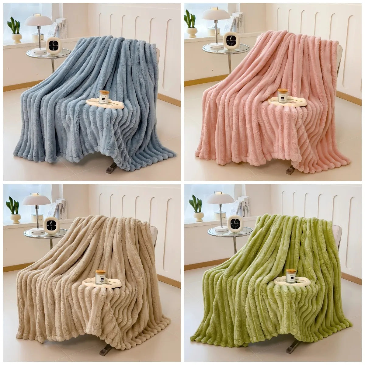 Wide striped multifunctional blanket