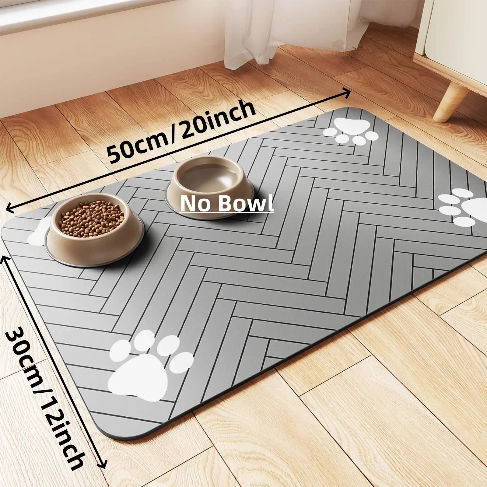 Waterproof Placemat for Pet Food & Water Bowls, Quick-Dry Rubber Backing