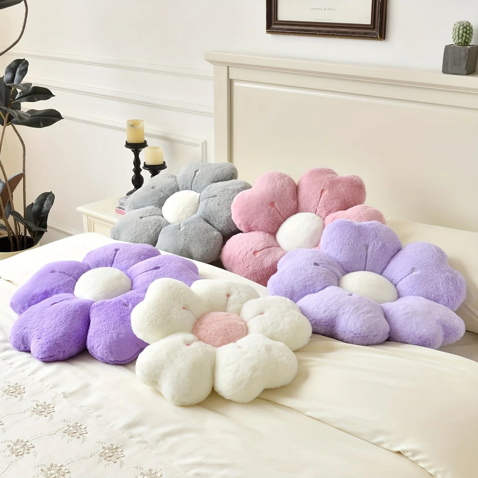Soft Plush Daisy Flower Throw Pillow