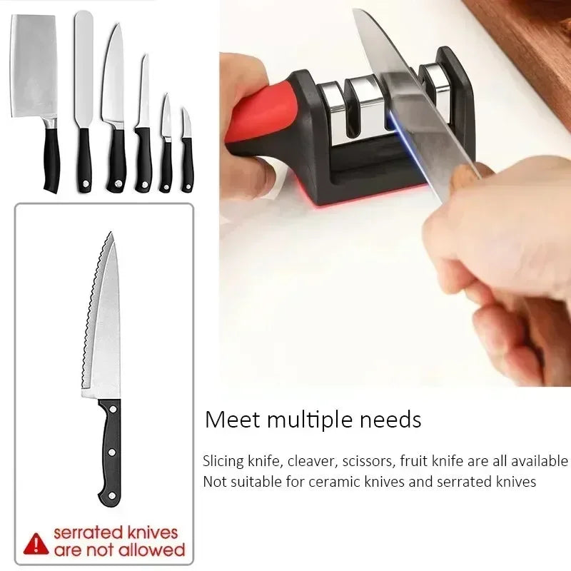 Stainless Steel Three-Purpose Sharpening Stone for Kitchen Tools