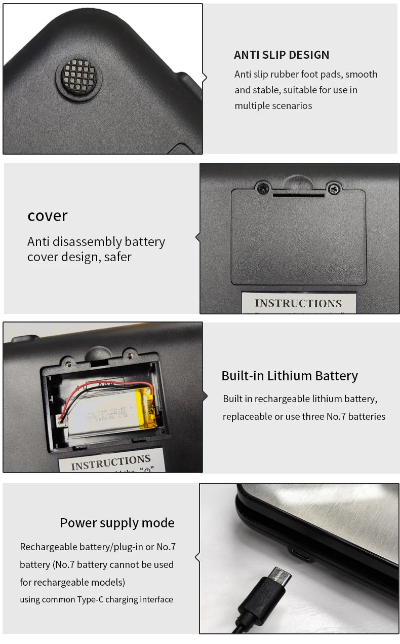 Fully Waterproof Stainless Steel USB Recharge Scale