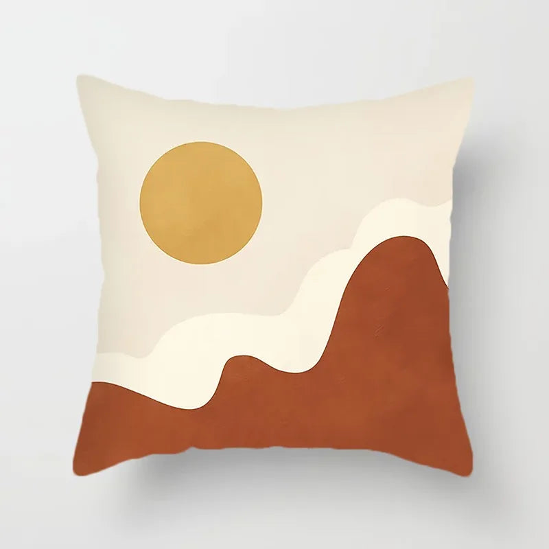 Black and White Brown Simple Landscape Pillowcase