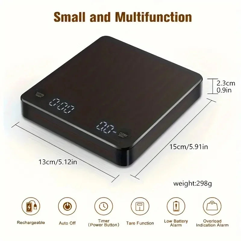 Digital Rechargable Coffee Scale with Timer