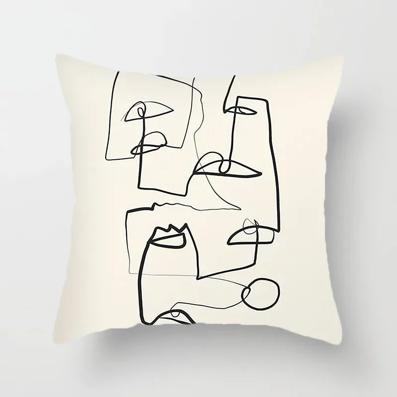 Black and White Brown Simple Landscape Pillowcase