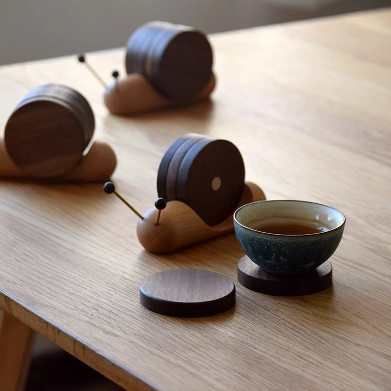 Set Wood Cup Mat
