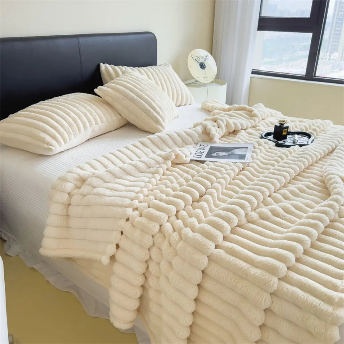 Wide striped multifunctional blanket