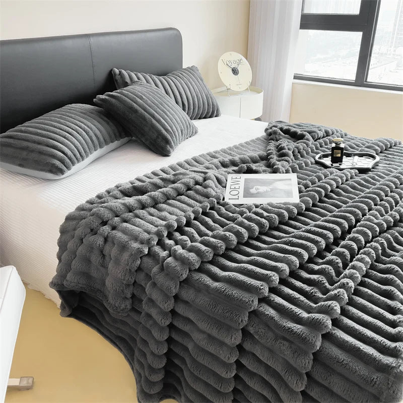 Wide striped multifunctional blanket
