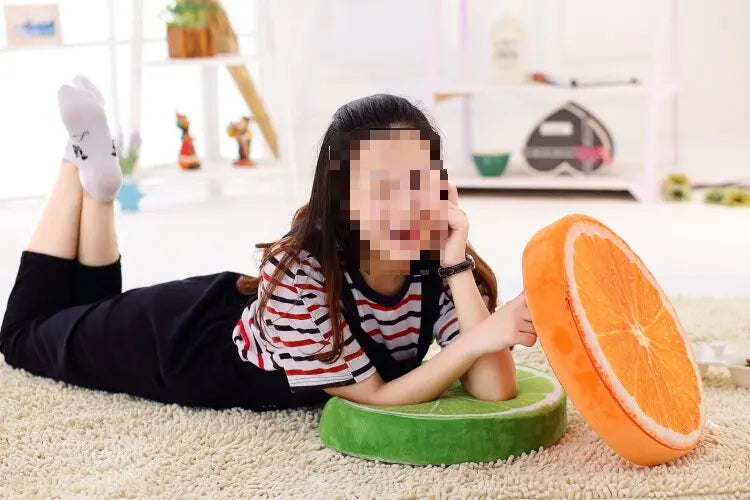 33cm Cushion Fruit Shape For In-bed Reading And Watching Back And Head Pillow Round Cushion Lint-free