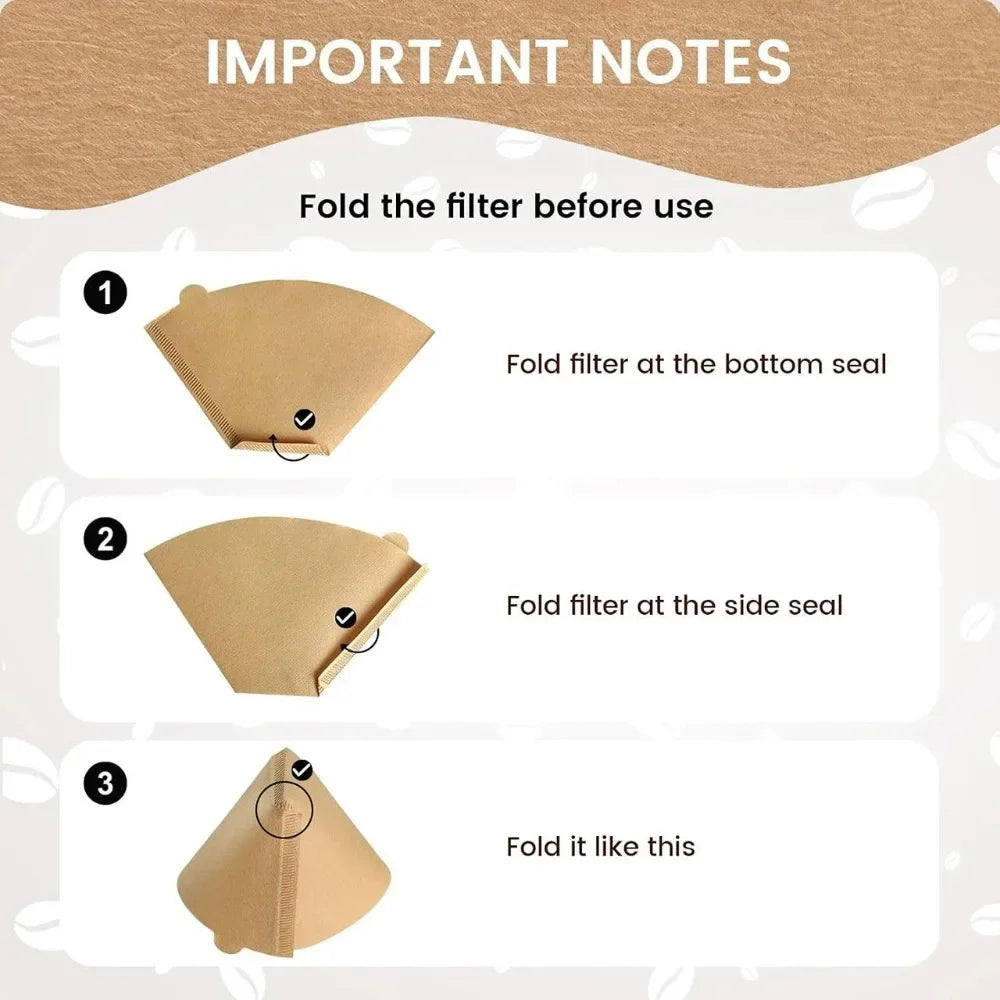 100 Pcs Cone Disposable Coffee Paper Filters for Coffee Maker