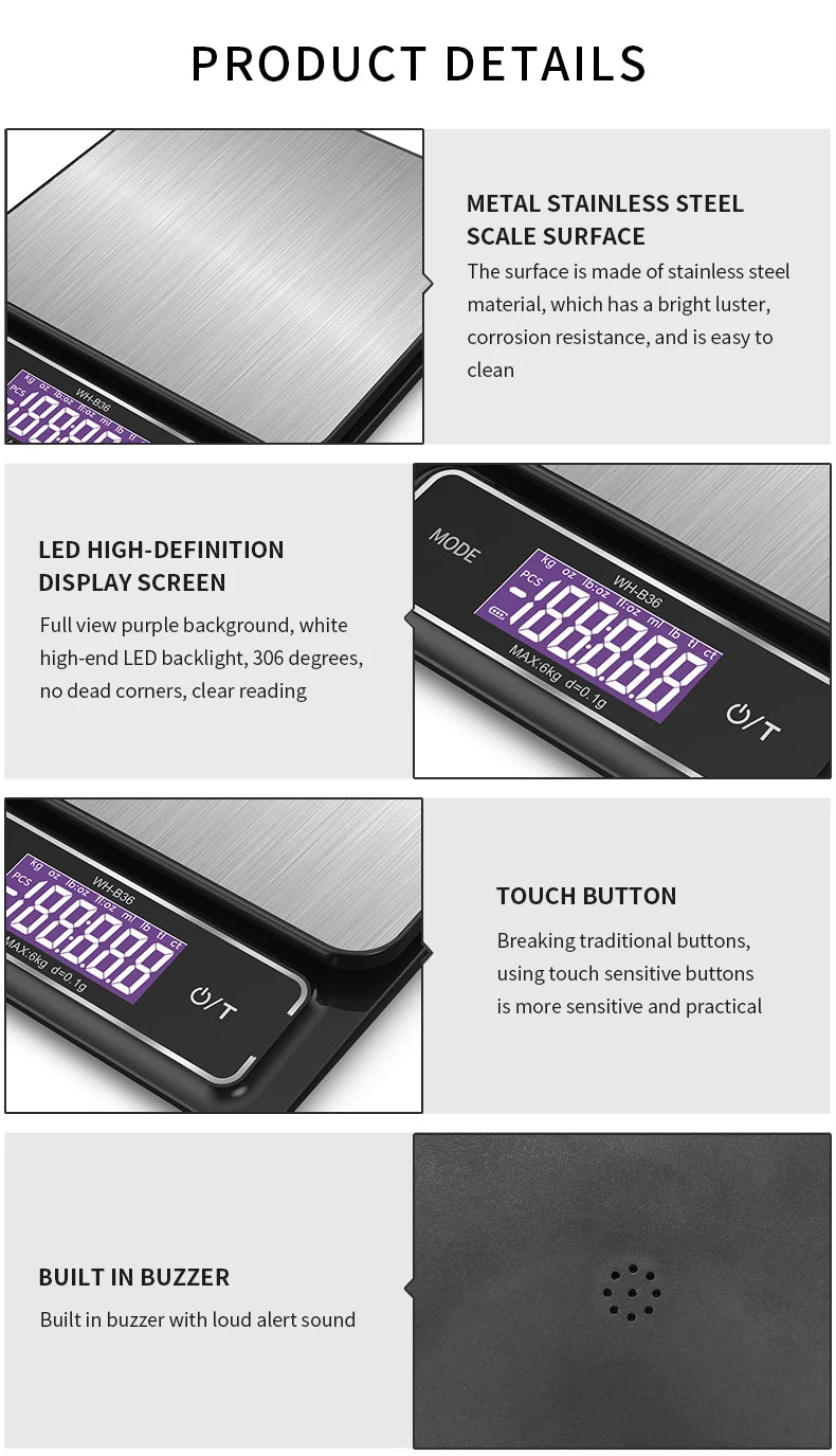 Fully Waterproof Stainless Steel USB Recharge Scale