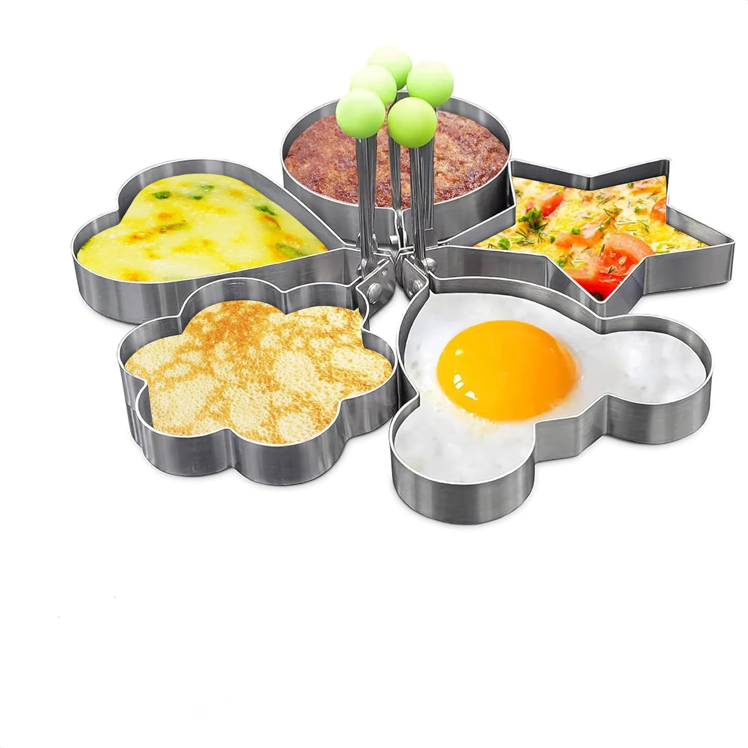 5Pcs Stainless Steel Eggs Rings Mold With Handle