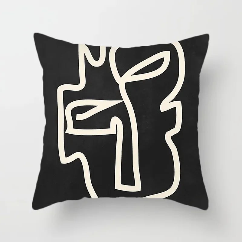 Black and White Brown Simple Landscape Pillowcase