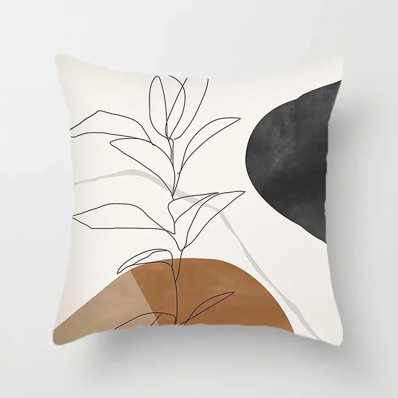 Black and White Brown Simple Landscape Pillowcase