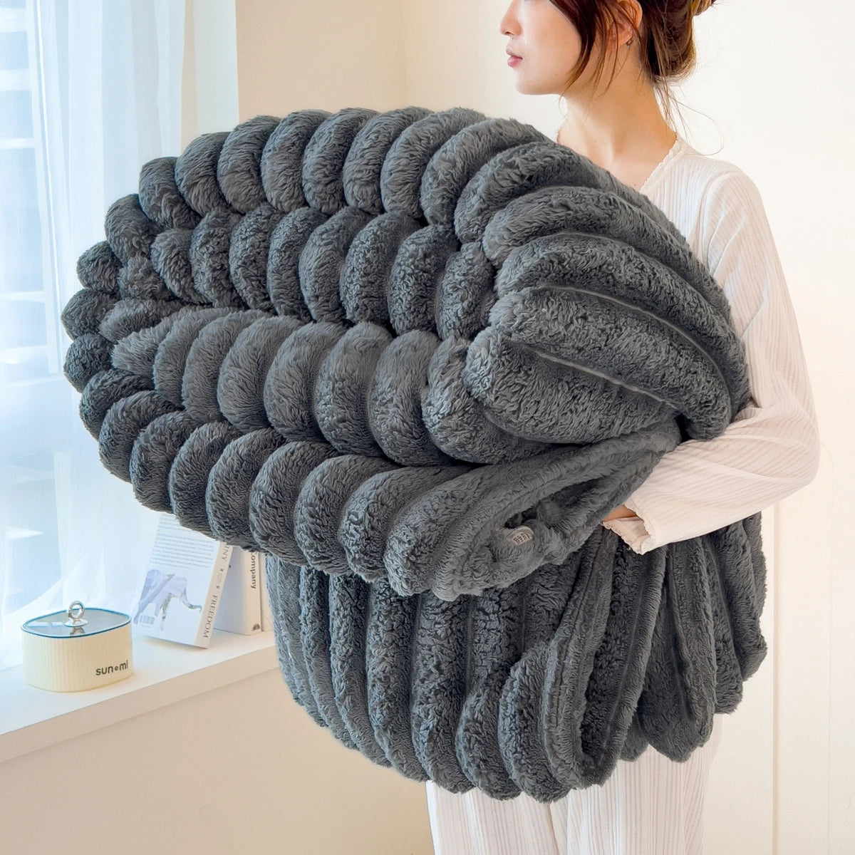 Wide striped multifunctional blanket