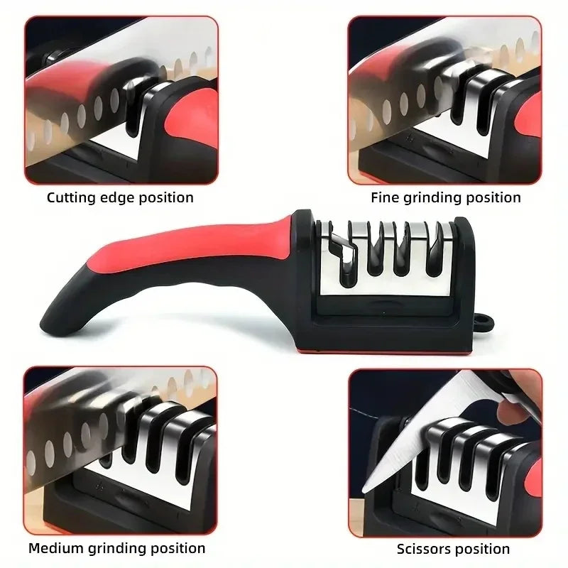 Stainless Steel Three-Purpose Sharpening Stone for Kitchen Tools
