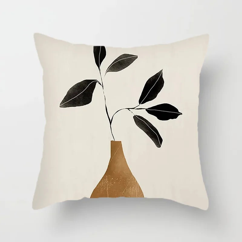 Black and White Brown Simple Landscape Pillowcase