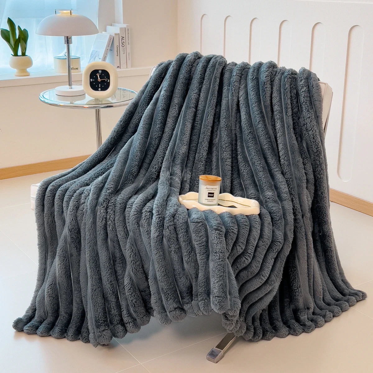 Wide striped multifunctional blanket