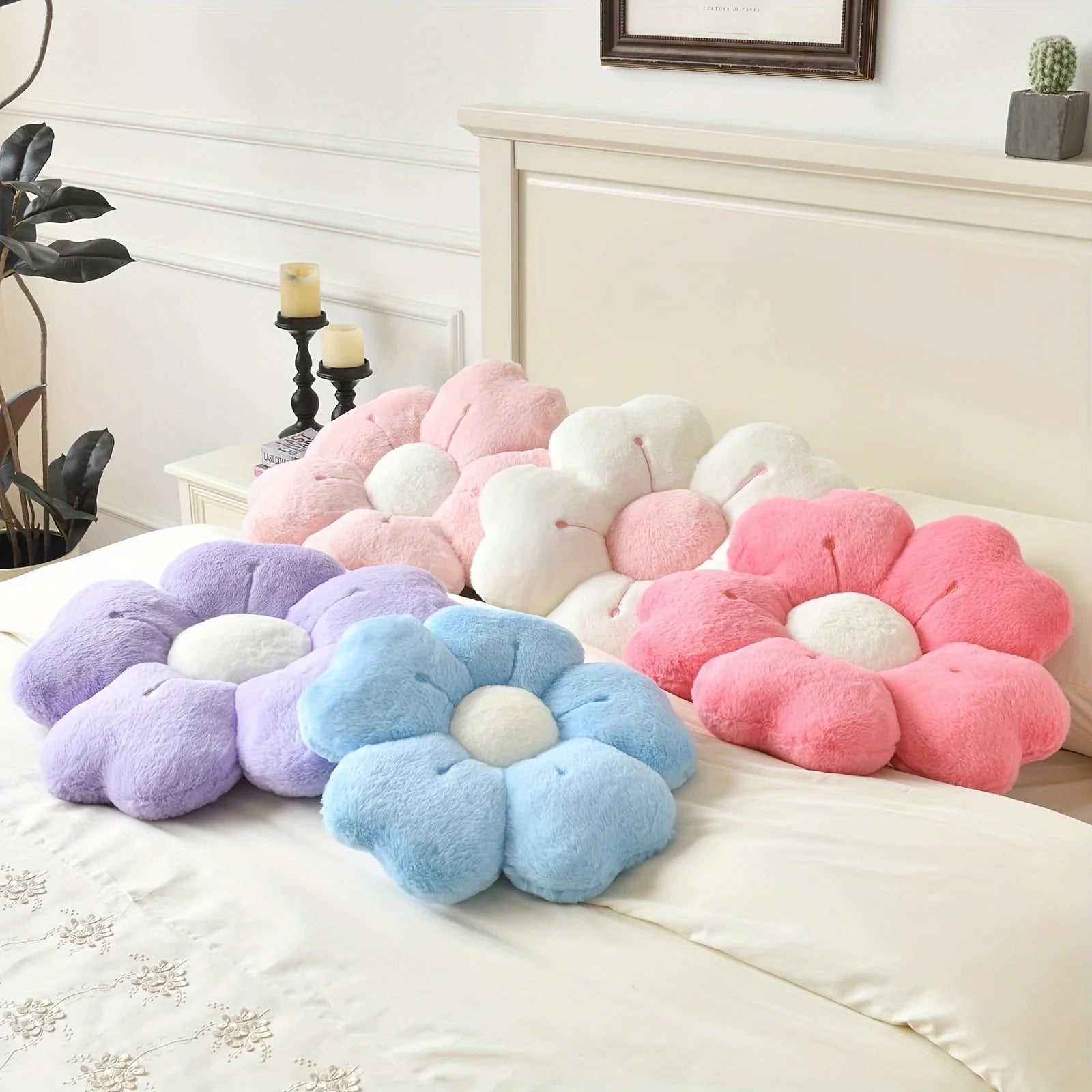 Soft Plush Daisy Flower Throw Pillow