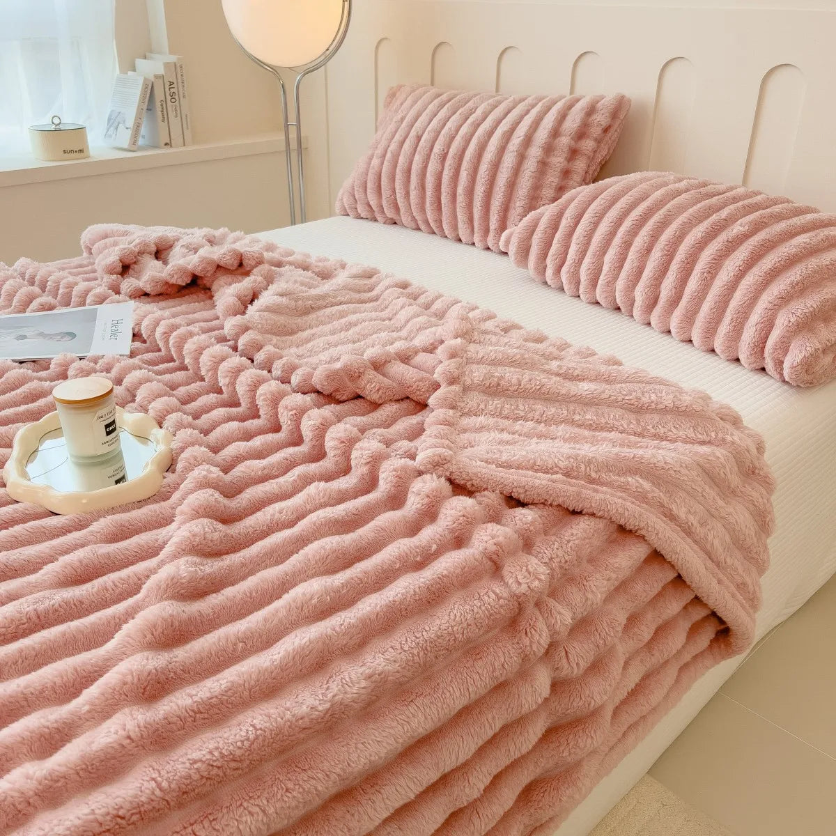 Wide striped multifunctional blanket