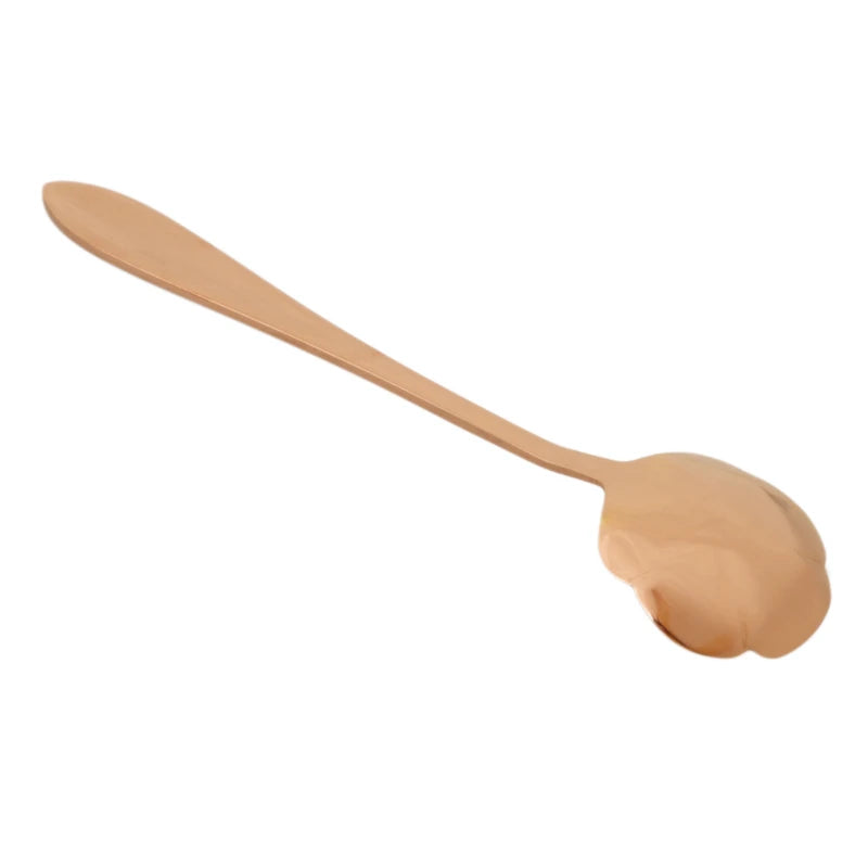8pcs Stainless Steel Cherry Rose Flower Gold Scoop Coffee Spoon