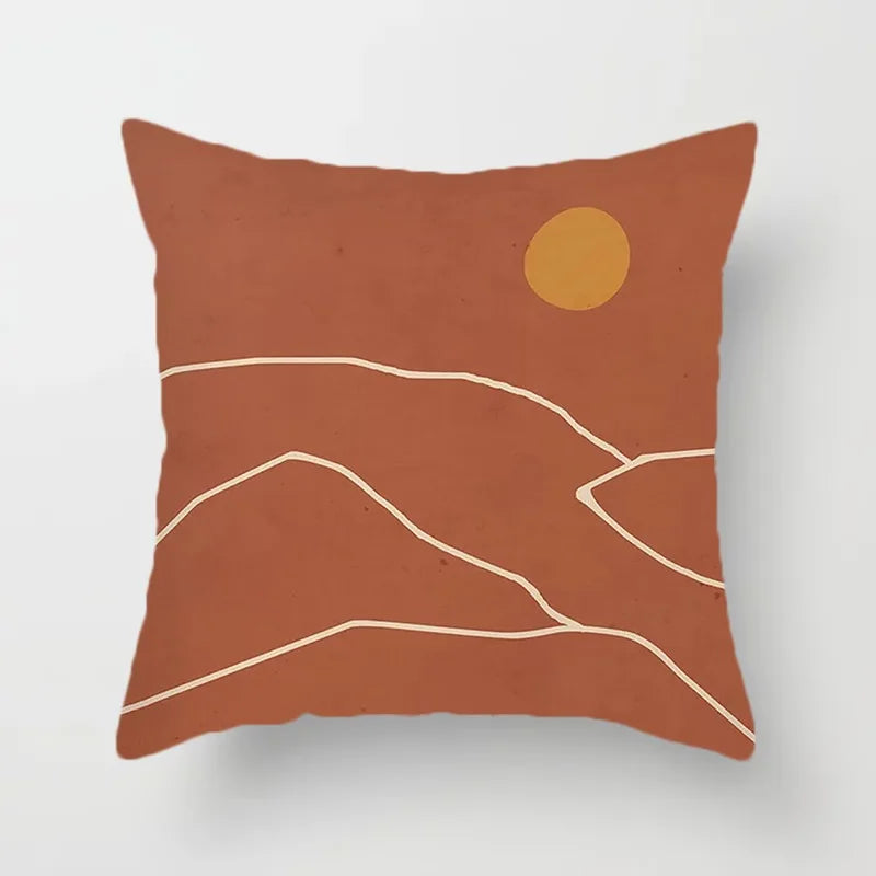 Black and White Brown Simple Landscape Pillowcase